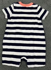 NWT Gap Baby 3-6 Shortie Romper Outfit Baby Boy Stripe Coral Blue White Short