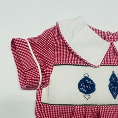 MOM & ME Boys Girls Longall Red Gingham Smocked Faith Joy Hope 18M Cotton