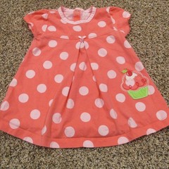 Child of Mine Carters Dress Infant Girls 6-9M Pink Polka Dot Cupcake Cap Sleeve