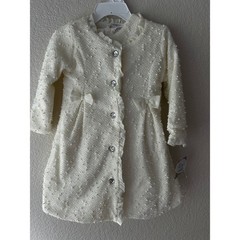 Nannette Baby Girl 2pc Dress and Coat Set Cream Boucle Tulle Glitter 24M