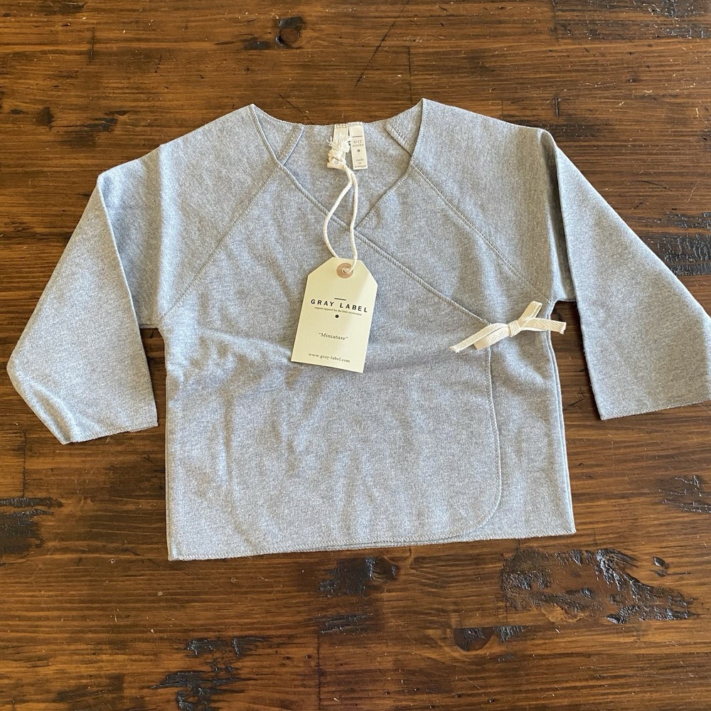 NWT Gray Label Crossover Top Tie Enclosure In Grey Melange Size 9-12 Months