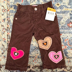 2010 OshKosh B’gosh Girls 12M Brown Corduroy Cropped Pants Hearts Pockets