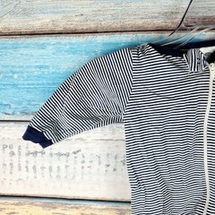 Gerber 5-9 Months 1 Piece White/Blue Stripes Zipper in the middle USA Seller