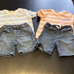 Garanimals & The Children’s Place 3T Striped Shorts Set, Blue Orange Denim, 4 P…