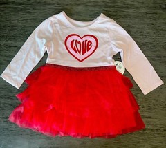 Toddler Girl Long Sleeve Love Heart Tutu Dress Pink And Red Valentines