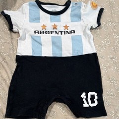 Argentina Soccer Striped Romper One-Piece, 12-18 Months, White/Blue/Black
