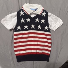 July 4th Red White And Blue Vest. American Flag. 3T