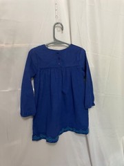 j khaki 4t embroidered dress blue corduroy high waist fit/flare long sleeve