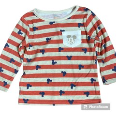 Disney Baby Mickey Mouse Long Sleeve Shirt – Striped Red & Beige – 24 Months
