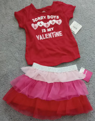lot 2pc WAY TO CELEBRATE sz 4T Tutu Skirt/SS Graphic SORRY BOYS Raglan Tee Shirt