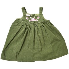 Bonnie Jean Corduroy Floral Embroidered Jumper Dress Girl’s Size 2T Green Cotton
