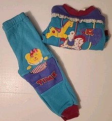 Vintage 90s Kids 2 Piece Lounge Set Colorful Animals Carousel WOW