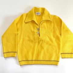 Vintage 70s Kids Baby Sweater Preppy Minimalist Country Club Tennis Prep Yellow
