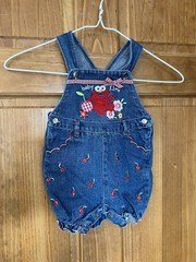 Classic Sesame Street Elmo Baby Girls Denim Overall One-Piece 6-9 Months Blue