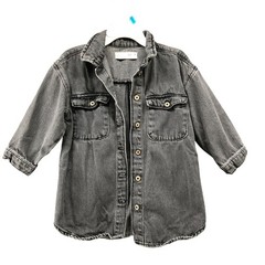 Zara Girls 18-24M Denim Shirt Jacket Gray Longline Dress Relaxed Oversized