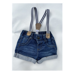 Cat & Jack Baby Denim Suspender Shorts 0-3M & Levi’s Pull-On Jeans 3M Blue