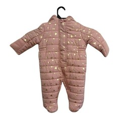 Kensie Girl Baby Pink Heart Zip Snow Suit/Snowsuit Winter One Piece Size 3/6 M