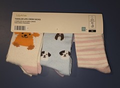 Lily & Dan Toddler Small(shoe size 6-10.5) 6 Pairs Crew Socks- Dogs/Puppies