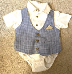Little Gent Baby Boys Bodysuit Shirt Romper with Attached Vest Size 3-6 Months
