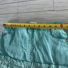 Disney Store Teal Blue Denim Skirt New With Tags Size 8 Flowers & Rhinestones