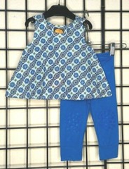 NEW NWT 2PC SET Blue/Gold Floral Swing Top/Royal Blue Leggings Masala Baby 6/12M