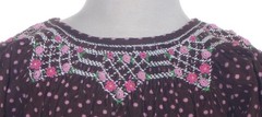 Brown & Pink Polka Dot Corduroy Geometric Smocked Long Sleeve Bishop Dress