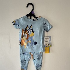 Bluey 4T Light Blue Cotton Pajama Set Bluey Bingo Graphic Short Sleeve 2pc
