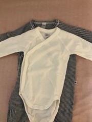 Petit Bateau Layette Set Stripe Footie and White Bodysuit Size 3M Baby Boy NWOT