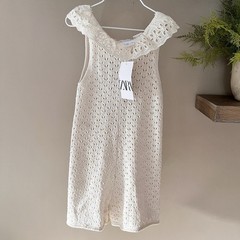 Zara Embroidered Knit Overalls