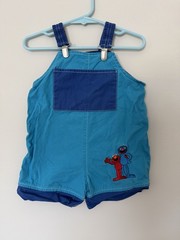 Rare Vintage Sesame Street Color Block Overalls Shorts Size 9 Months