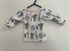 HB Baby Girls Cute Animal Print Side Snap Kimono Long Sleeve Top White Preemie
