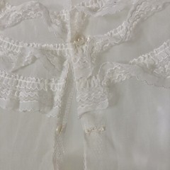 Girls Vintage Party Circle Dress Sheer White Chiffon Ruffled Lace Trim Size 7