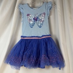 Pumpkin Patch Sequin Butterfly Tulle Dress Layered Sleeveless Twirl Blue 3T