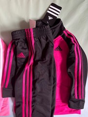 New ADIDAS Girls 2 Pc Tracksuit Jacket Pants Set Track Suit 12 18 24 Months NWT