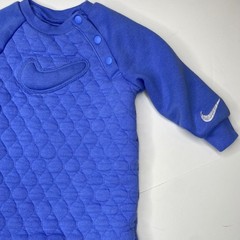 Nike Baby Boys Girls Blue Quilted Romper Jumpsuit Snap Button Logo 12 Months