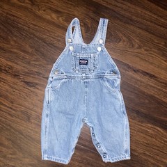 Vintage Oshkosh Vestbak Denim Overall Bibs 12 Months Bubble Snap