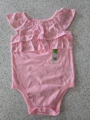 NWT Garanimals Baby Girl Bodysuit – Pink Eyelet Ruffle – 24 Months