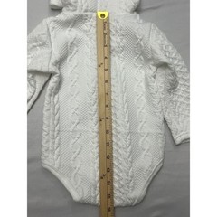 Baby 2 Piece Cable Knit Hooded Bodysuit Pants Set White 9-12 Months Unisex