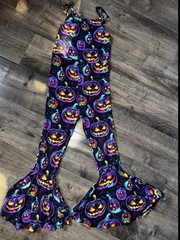 Bums Roses Neon Rainbow Jack o Lantern Romper 3T Bamboo Retired May 2025 Drop