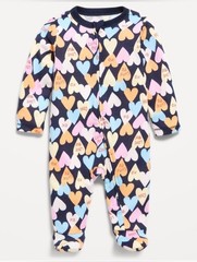 NWT Old Navy Baby Girl’s 2-Way-Zip Sleep & Play Footed One-Piece Hearts 0-3M