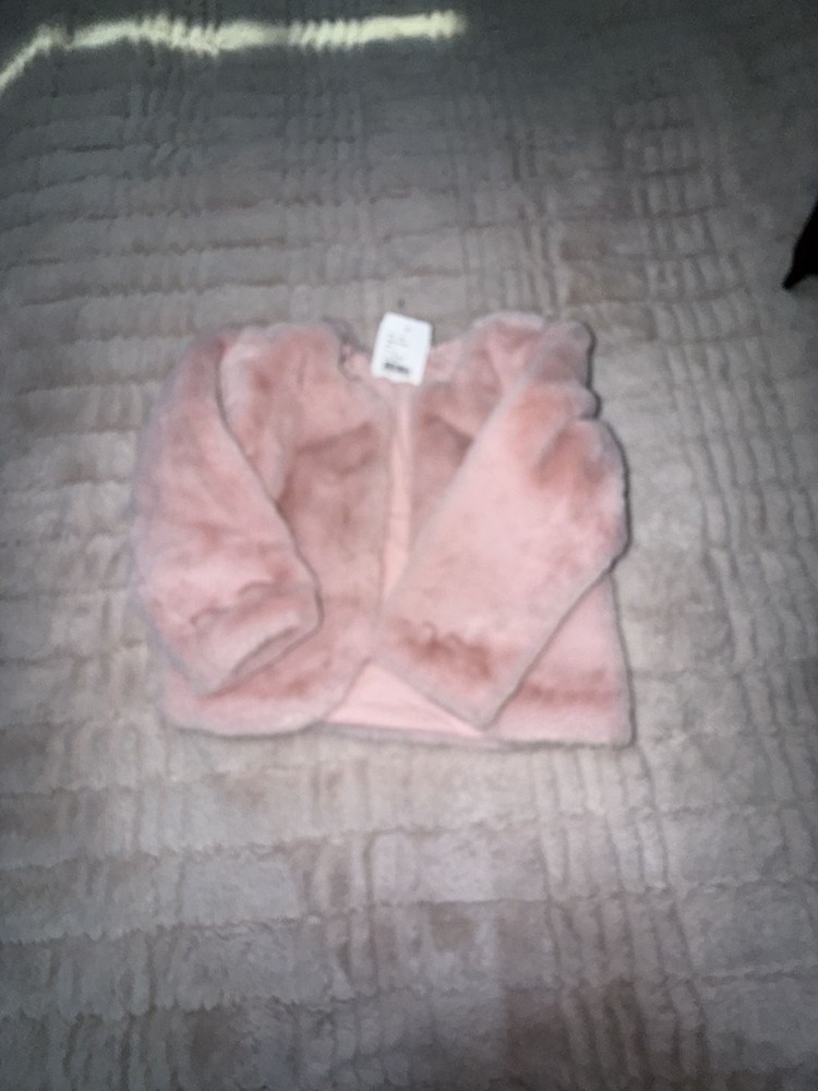 Miniclasix Baby Girls Pink Faux Fur Bolero Jacket