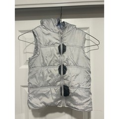 Disney Frozen Olaf Snowman Puffer Vest Kids Hooded Silver Grey Size 4T RN 16435