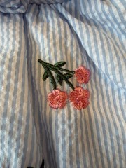 Rare Editions Girls Dress 24M Blue Seersucker Floral Embroidered Easter Party