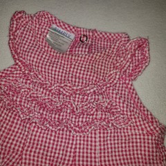 Simply Basic Baby Girls Pink Gingham Ruffle Romper One Piece Ladybug Flower 6/9M