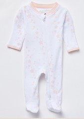 TenderTyme Pink – Pink LS Stars 2 way Zip-Up Footie,9 months, Lot of 2, NWT