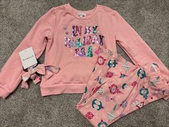 Holiday Outfit Pink With Hair tie For Toddler Size 4T Long Sleeve