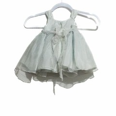 Baby Club Girls Light Blue Tulle Dress Front Ribbon Shirred Lace Sleeveless 12M