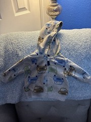 Carter’s Baby 3 Months Fleece Hooded Full Zip Jacket All-Over Car Print