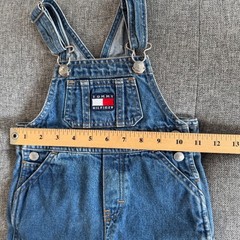 Tommy Hilfiger Vintage Denim Carpenter Overalls 12-18M Blue Snap Inseam Logo