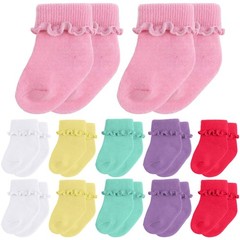 12 Pairs Newborn Baby Ruffle Socks Cotton Non Slip Warm Infant Socks